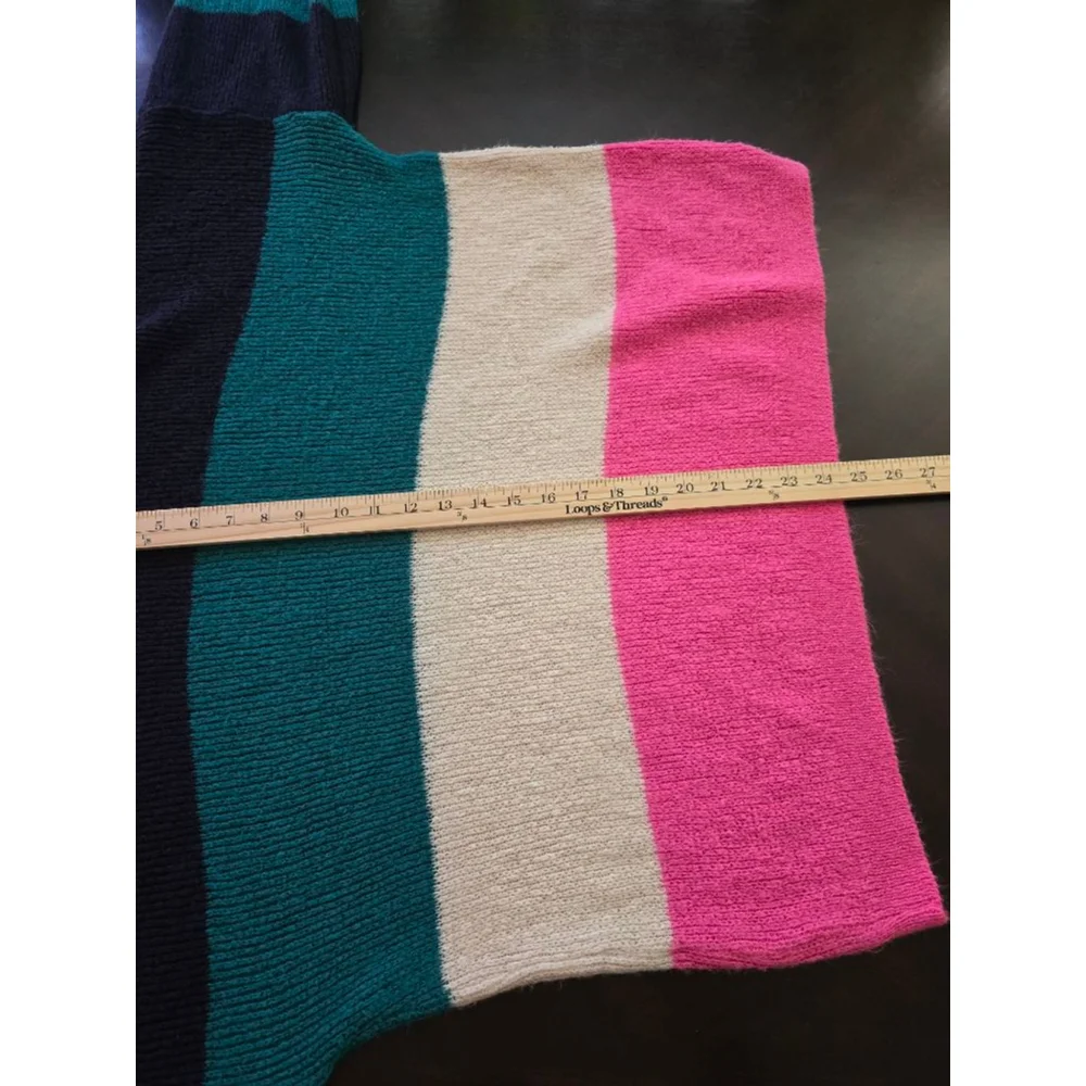 ASOS Curve Oversized Striped Crew Neck Sweater Size 0XL Navy Pink Green Beige